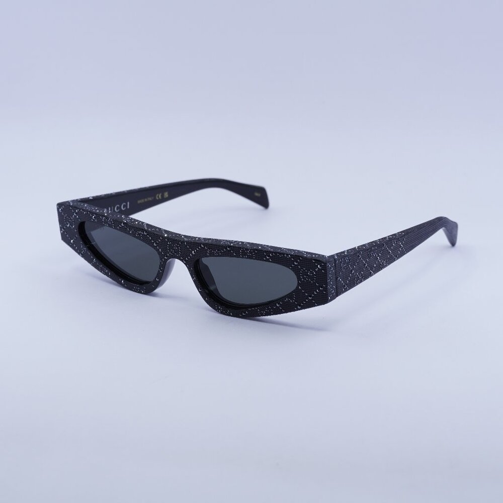 Gucci GG1779S 010 Sunglasses Black with Metal Stud Detail Cat Eye Frame